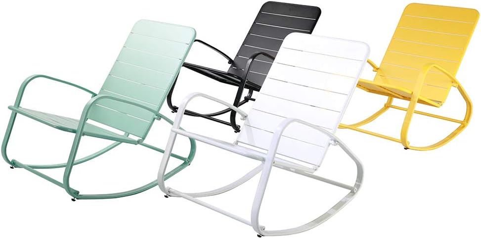 OC Orange-Casual Patio Furniture Rocking Chairs with Removable Paded Beige Cushion, Outdoor & Indoor Metal Rocker, Turquoise : Garden & Outdoor