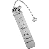 Cat Bookmark for Women, Cute Metal Bookmark with Book Charm Pendant for Book & Cat Lovers Women Men Readers Teens Kids Girls Boys