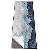 QiyI Yoga Mat Towel with Corner Pockets, Non Slip Sweat Absorbent Hot Yoga Towels, Soft Yoga Blankets with Travel Bag, Skidle