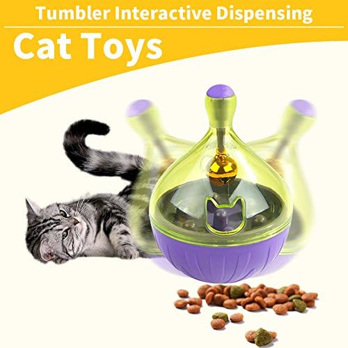 Yitour Tumbler Pet IQ Treat Ball - Interactive Smart Food Treat Dispenser Ball Toy Increases IQ and Mental Stimulation for Dogs &amp; Cats, Leakage Ball Funny Toys Slow Feeder Easy to Clean, Purple
