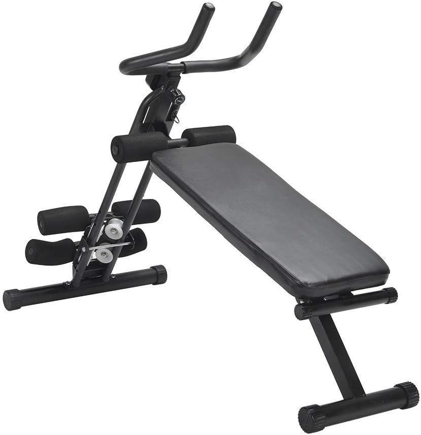 CreazyBee Upgraded Multi-Functional Bench for Full All-in-One Body Workout – Hyper Back Extension, Adjustable/Foldable Utility Bench Weightlifting Strength Training (Delivery Within 7 Days) (Black)