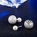 Faenlior Double Sided Front Back Ball Earrings Silver Plated Rhinestone Bling Pearl Balls Tribal Stud Earrings