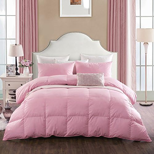 Rose Nature Goose Down and Feather Bed Comforter Quilt,100% Orangic Cotton Shell, 620+ Filling Power Warmth,California King Size,Pink Color