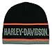 Harley-Davidson Men's H-D Script Striped Knitted Beanie Cap, Black KNCUS027030