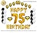 Golden Happy 75th Birthday Decorations Letter Balloon Set, Helium Large 40'Inch 75 Number Balloon, 16 Inch Gold Letter Mylar Foil Balloon and 2 Heart Shape foils. Free Bonus-Metallic Balloons