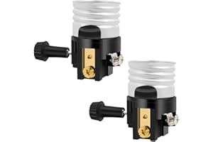 Lamp Socket Replacement,E26 Light Socket with ON/Off Switch Knob,Repair Parts for Table Lamp,DIY Projects(2 Pack)