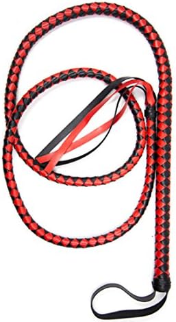 Sexual Soft Whip Adult Toy Faux Leather Floggers Fetish S&M Role Play Flirt Tools- 74.8 Inch (Red+Black)