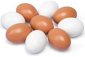 SallyFashion Wooden Fake Eggs, 9 Pieces 2 Colors Wooden Egg Wood Eggs for Crafts Home Decor