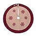 SANNO Christmas Tree Skirt, 48 inch Linen Tree Skirt Snowflakes Burlap Rustic Xmas Tree Decorations Skirts Holiday Ornaments,Double Fabric Beige with Red Edge