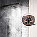 SR SUN RISE Oil Rubbed Bronze Shower System 10 Inch Brass Bathroom Luxury Rain Mixer Shower Combo Set Wall Mounted Rainfall Shower Head System Shower Faucet Rough-in Valve Body and Trim Included
