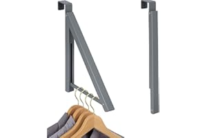 HOLDN’ STORAGE Over The Door Hanger - Single Foldable Rack Organizer for Hanging Clothes, Coats & Towels, Ideal for Dorm Rooms, Laundry, Bathrooms, Etc - Holds up to 20 LBs, Collapsible - Satin Nickel