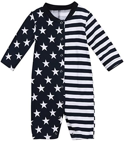 Long Sleeve Cotton One-piece Romper Bodysuit Newborn Baby Clothes Suit Star Printnd Clothes (70(0~6Month))