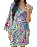 Wander Agio Bohemia Single Sleeves Printing Beach National Strapless Silk Feel Dress