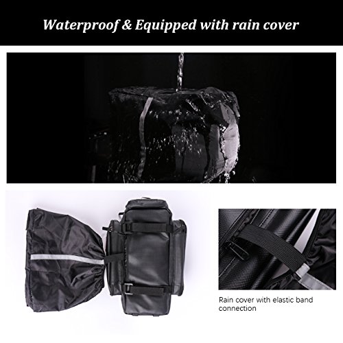 W WHEEL UP Bike Bag Bicycle Rear Seat Adjustable Hooks Reflective Trim and Large Pockets 12-26L Bicycle Trunk Bag with Rain Cover Shoulder Strap Bike Pannier for Road Bikes Mountain