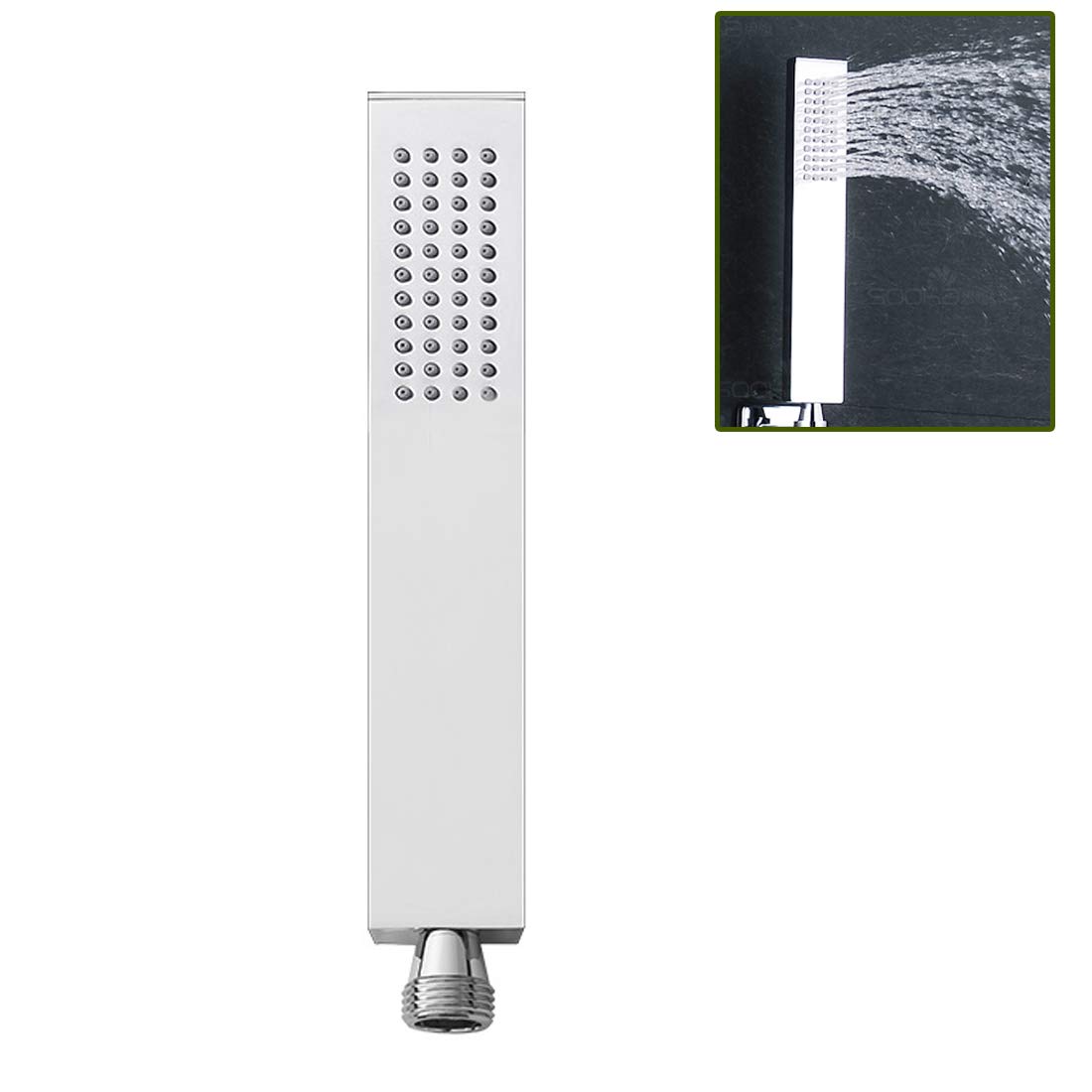 Drenky Brass Handheld Shower Head - High Water Pressure Square Single Function Luxury Hand Shower - Silicone Water Outlet Chrome Finish