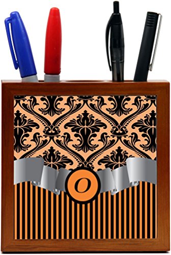 Rikki Knight RK-PH2167 Letter "O" Initial Orange Damask and Stripes Monogrammed…