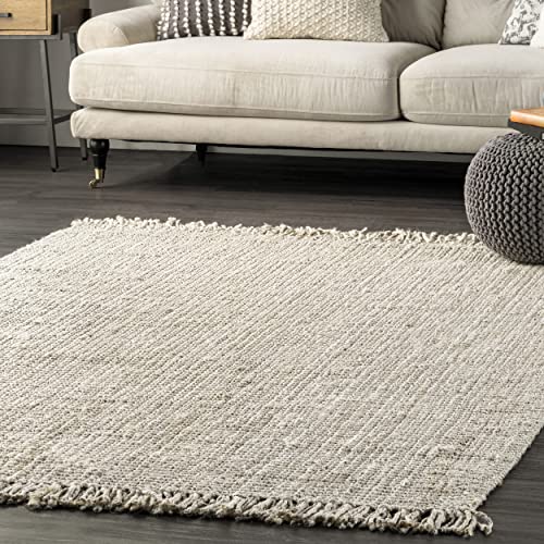 nuLOOM Daniela Farmhouse Chunky Jute Area Rug, 6' x 9', OffWhite