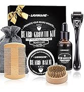 Lionmane Beard Growth Gift Kit, Father's Day Gifts, Beard Growth Essential Oil,Beard Balm Brush C...