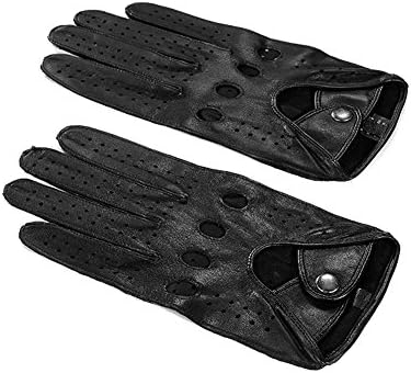 MINGXIN mens real lambskin leather gloves short thin hollow out fashion outdoors