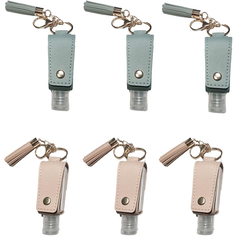 ZHUOEEDAAY Refillable Travel Bottles Empty Leakproof Plastic Travel Bottle with Leather Keychain Oil for Hand Sanitizer, Travel, Outdoor Activities, School (6)