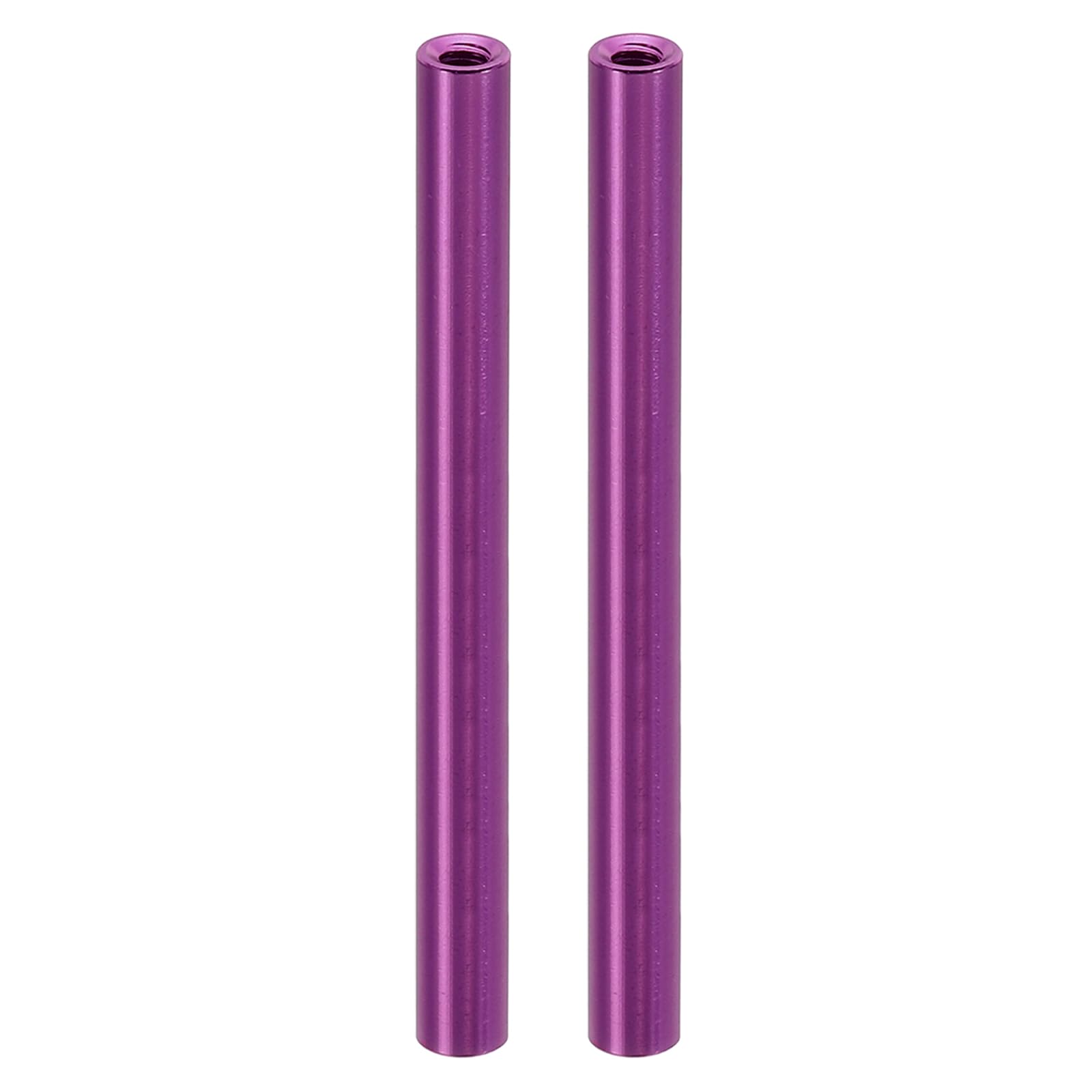 PATIKIL 2pcs M3 Metal Threaded Standoff Spacer Nuts, Round Aluminum Spacers Female Coupling Screws, 1/8" ID x 3/16" OD, Purple 3x5x60mm