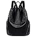 UTO Women Backpack Purse PU Washed Leather Large Capacity Ladies Rucksack Shoulder Bag Black