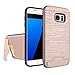 Galaxy S7 Armor Case With Card Holder and Kickstand Wire Drawing Shockproof Shell For Samsung S7 Protective Cover (Rose Gold)