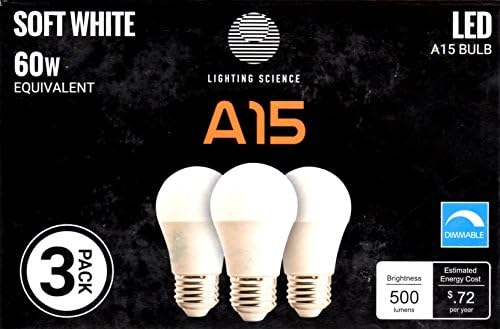 60W LED A15, 3 Pack, Soft White, Dimmable, Energy Star Rated Light Bulbs
