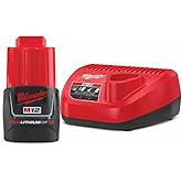 Milwaukee 48-11-2401 M12 12V 2.0 Ah Battery with 48-59-2401 Battery Charger
