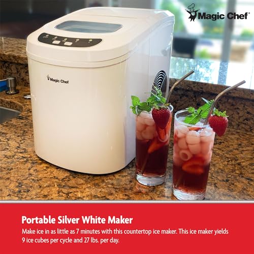 Magic Chef MCIM22W Portable Countertop Ice Cube Maker Machine w