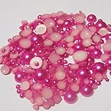enForten 500pcs Rose Pink Assorted Mixed Sizes Flat Back Pearl Cabochon