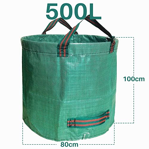 Singwow Garden Waste Bags 500L x 2 Heavy Duty Bin Bags, Reusable Garden Sacks with Handles, Ideal for Collecting Yard Waste, Plant waste grass and Leaves (500L)