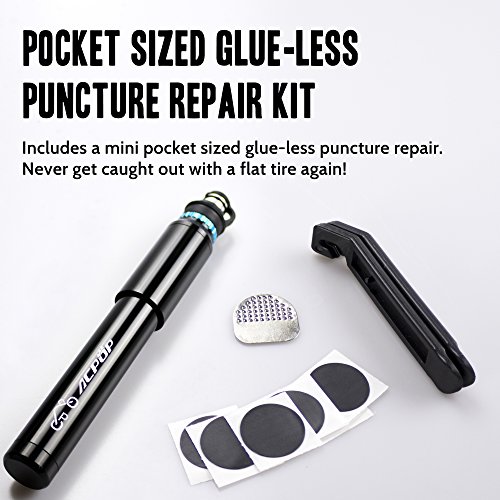 image for ACPOP Mini Bike Pump & Glueless Puncture Repair Kit- Fits Presta & Sch
