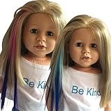 Clip In Hair Extensions for 18 inch and American Girl Dolls - Doll Wig Piece (Light Blue/Blue & Pink/Purple)