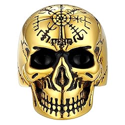 FaithHeart Male Skull Rings Norse Viking Vegvisir