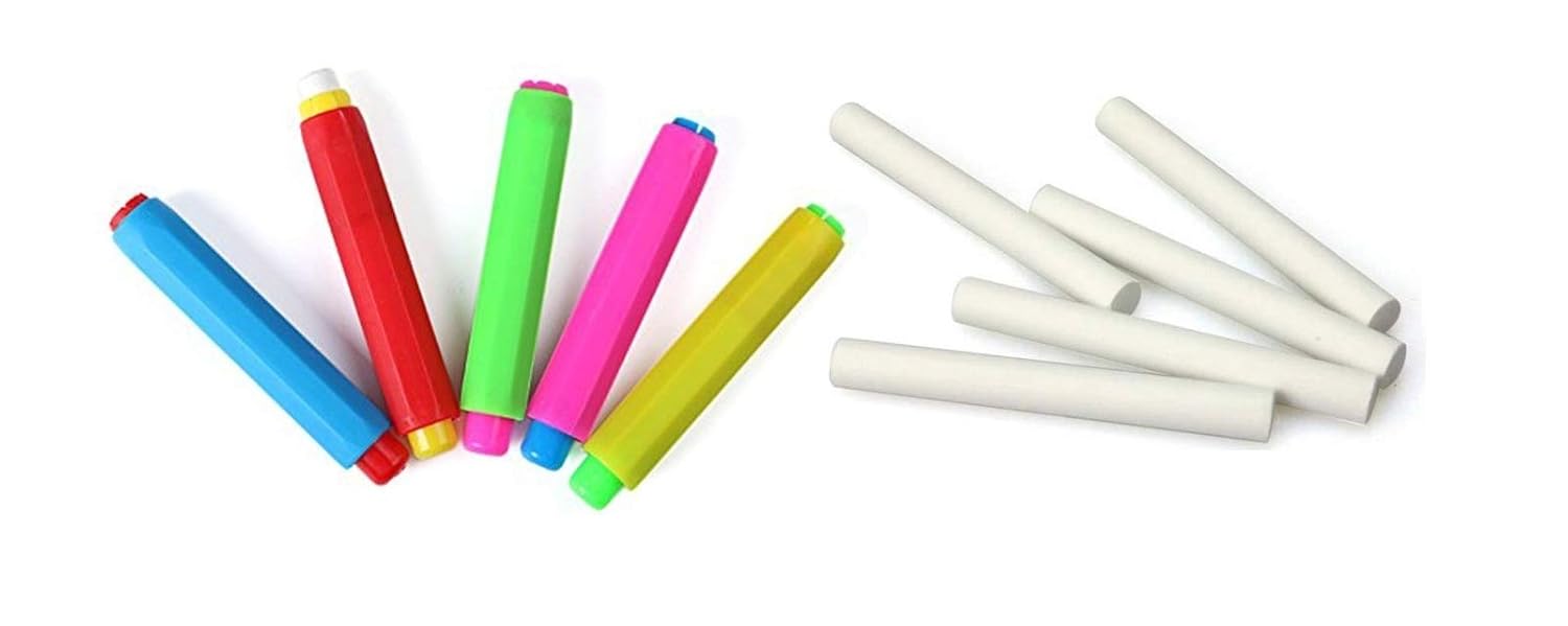 Eduway Multicolor Chalk Holder (2 pcs) with Dustless White Chalk Sticks