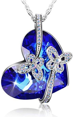 Elegant Fashion Necklace with Swarovski Crystal Heart shaped Pendant Jewelry that Compliments Any Outfit for Women (Blue Multi)