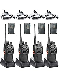 Radio bidireccional Walkie Talkies de largo alcance con 4 baterías adicionales Batería de respaldo Radio UHF VOX Walkie Talkies para adultos Paquete de 4