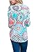 LISTONE Women's v-neck 3/4 Sleeve tops Retro floral print cuffed Sleeve casual shirt blue-XXL