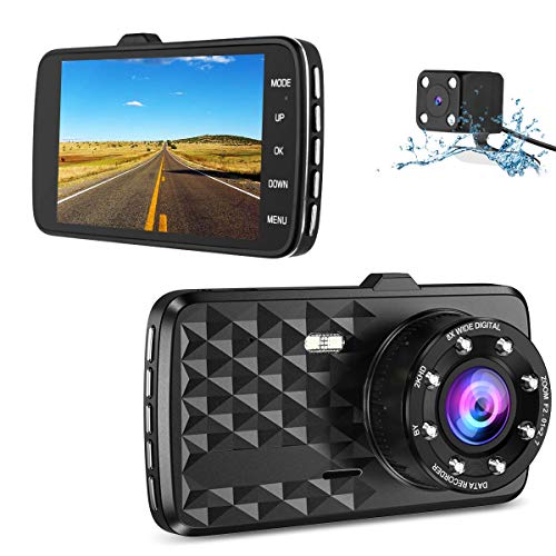 Dash Cam, Ssontong Dual Dash Camera Front and Rear 1080p FHD 170° Wide Angle for Car, 4 Inch IPS Screen, Parking Mode, Motion Detection, HDR Loop Recording and Infrared Night Vision
