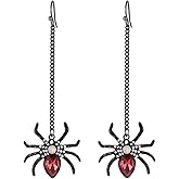 Gothic Spider Web Earrings for Women Vintage Crystal Hollow Drop Earrings Statement Spider Animal Long Dangle Earrings Minimalist Halloween Dark Witch Jewelry