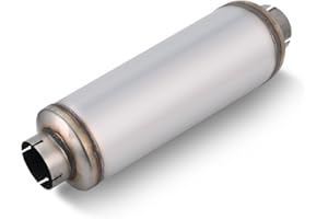 LCGP 4" Inlet Diesel Exhaust Muffler, 4'' Inlet & Outlet Universal Resonator, 30'' Overall Length Stainless Steel Mufflers, Straight Through Design, welded On Muffler Resonator