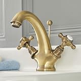Milano Elizabeth Traditional Mono Basin Mixer Tap Crosshead Handles Brushed Gold view 2