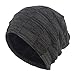 Janey&Rubbins Winter Thick Knit Fur Lined Dip Dye Stocking Beanie Hat Baggy Ski Skull Cap (Black)