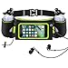 iRainy Neoprene Water-Proof Hydration Running Belt W Touchscreen Zipper Pockets Fitness Workout Belt with Two 12oz BPA-Free Leak-Proof Water Bottles Belt Fits All Smartphones (Green)