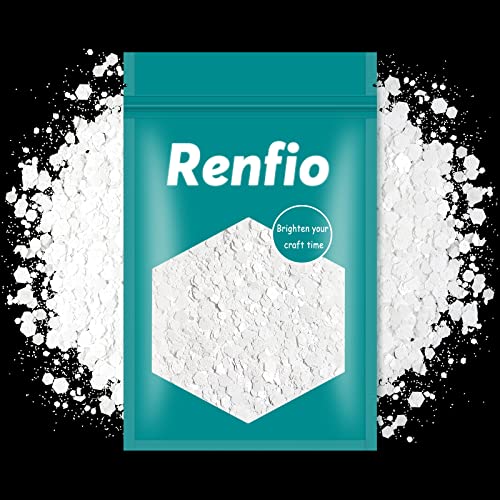 Renfio Pearl Chunky Glitter - 3.5 Oz (100g) Metallic PET Flake Mixed Fine White Face Glitters for Craft Resin Pigment Tumbler Ornament Painting Hair Christmas Wedding Decor
