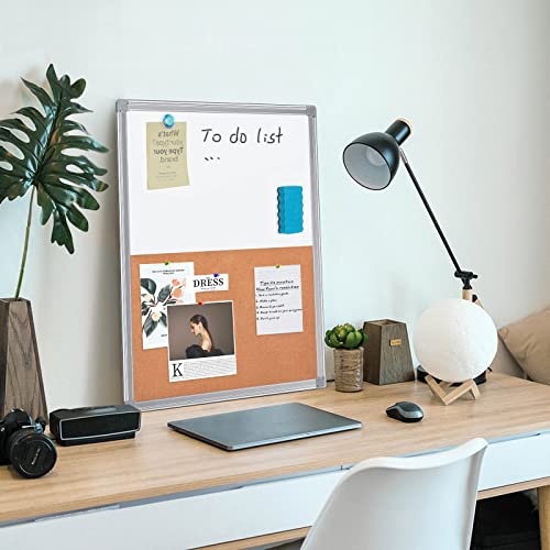 Cork Board White Board Combo, Vision Board 2023, 24" x 18" Half Corkboard Whiteboard