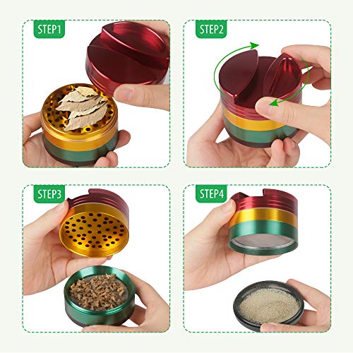 iRainy [Large 3 Inches] Spice Herb Grinder with Pollen Catcher, 4