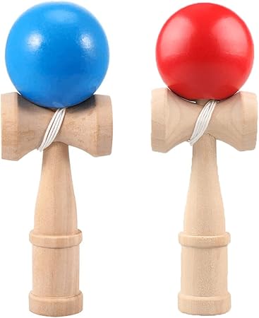 Amazon Hifinger けん玉 2個セット 赤 青 剣玉 けん玉教室 練習用 競技用 Kendama けん玉 おもちゃ