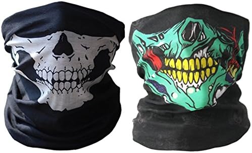 Diageng Black Seamless Skull Face Tube Mask BUFF- white color